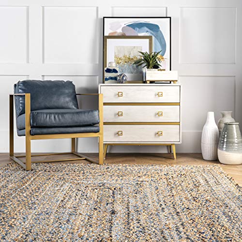 Nuloom Eliz Braided Denim And Jute Area Rug, 6' X 9', Blue #TOP7