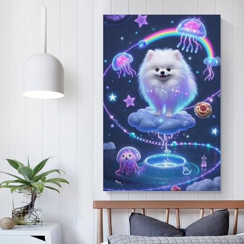 Cuadro en lienzo de perro Pomerania 50x75cm decoracion moderna para pared salon 5