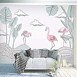 Flamingo Wandaufkleber Mit Weißen Wolken Geeignet Für Schlafzimmer Wohnzimmer Wandbilder Wandbilder fototapete 3d Tapete effekt Vlies wandbild Schlafzimmer-200cm×140cm