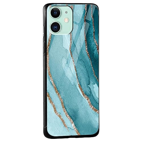 Image of COLORflow Back Cover Compatible with iPhone 11 | Blue Marble Golden Stripes | Shockproof TPU Bumper Cover with Camera Protection Back Cover