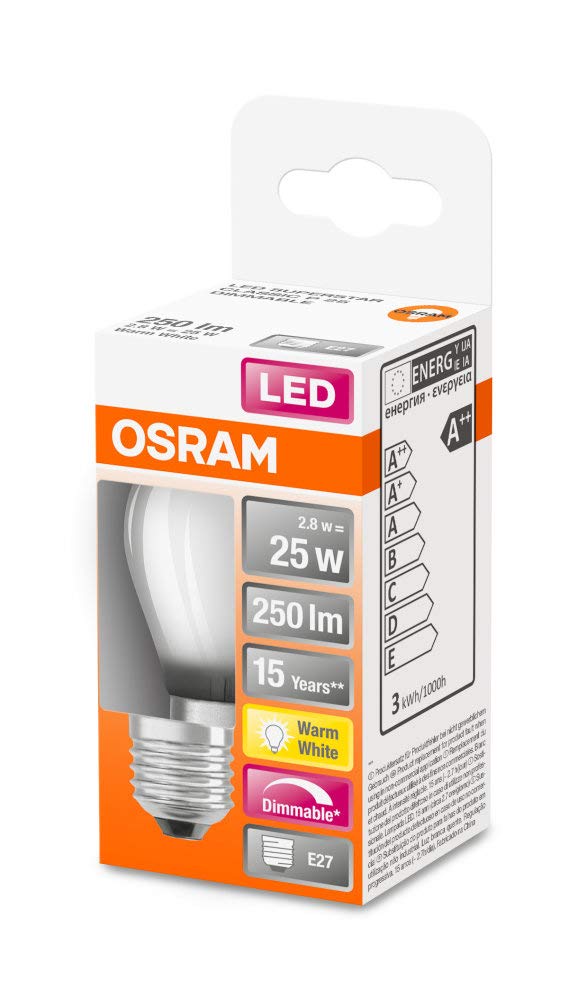OSRAM LED STAR CLASSIC P Lote de 10 x Bombilla LED, Casquillo E14, 2700 K, 3,30 W, Equivalente a 25W, mate, Blanco cálido
