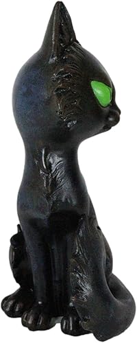 Miniatura 5 de Ebros Gift Wicca Witchcraft - Gato negro con ojos verdes sentado con cola rizada, figura ocultista paganismo paranormal acento de bruja de Halloween
