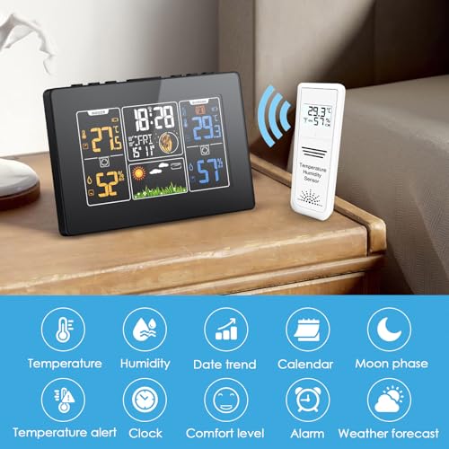 Luvuokye PT201C Weather Station Wireless Indoor Outdoor With Atomic Clock, Digital Home Weather Thermometer thumb #5