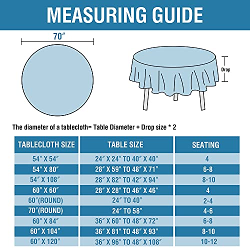 H.VERSAILTEX Linen Textured Table Cloths Round 70 Inch Premium Solid Tablecloth Spill-Proof Waterproof Table Cover for Dining Buffet Feature Extra Soft and Thick Fabric Wrinkle Free, Ink Blue