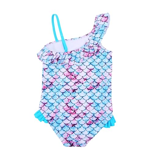 LIZENS Ruffle One Shoulder Adjustable Mermaid Girls' One-Piece Swimwear2
