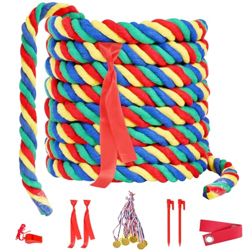 Field Day Tug of War Rope for Kids and Adults, Outdoor Lawn Yard Family Reunion Birthday Games, Team Building Games for Carnival Party, Outside Backyard Camping Picnic Party, School Party