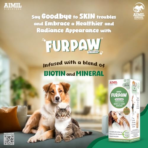 Image of AIMIL Furpaw Pet Oral Liquid, 200 ml | Nutrition & Hydration | healthy skin & Fur| Nails Growth