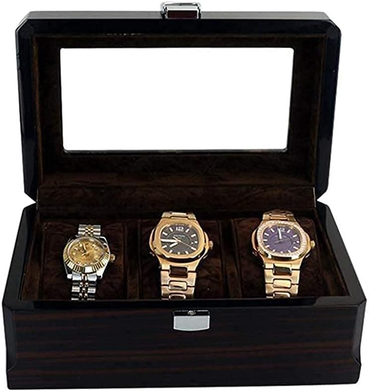 Automatic Watch Winder,Box Display Case Container Black Suede Inside Paint Outside with Storage Organizer