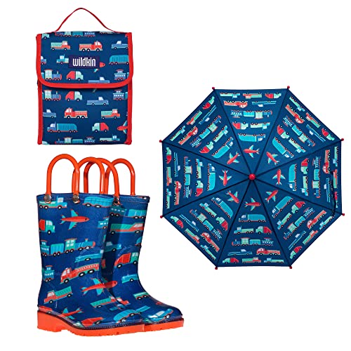 Wildkin Kids Insulated Lunch Bag, Umbrella With Size 1 Rainboots Bundle For All Seasons (Transportation) #TOP20