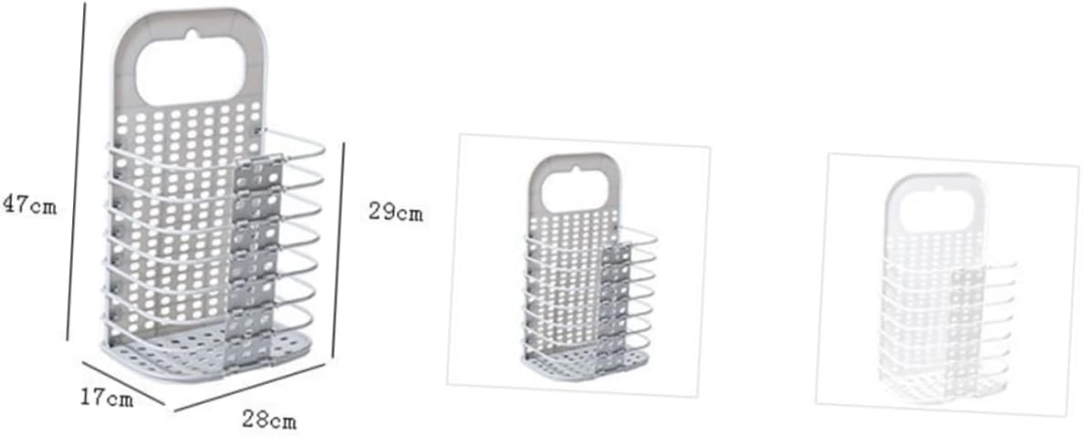 2pcs Foldable Household Laundry Basket Wall-Mounted Plastic Clothes Hamper with Handle Sturdy Gray Storage for Bathroom Bedroom and Toilets