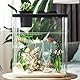 Aquarium Komplett Set - Fischtank Aquarium mit LED-Leuchten & Pumpe & Kunstblumen & Steine & Fischlöffel - Aquaristik Tischdekoration für Zuhause, Büro, Wohnzimmer - 17xc11x16.5cm
