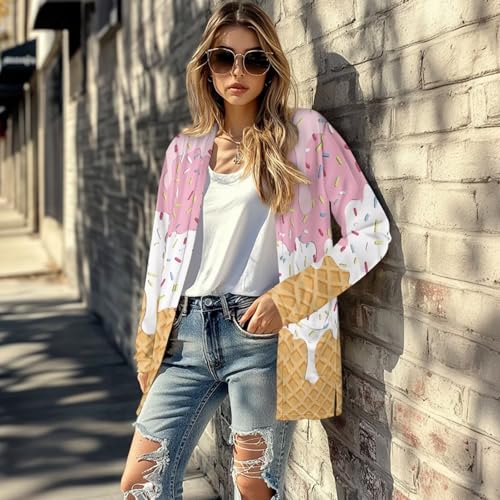 Image of Women's Open Front Cardigan Long Sleeve Loose Sweater Lightweight Soft Cardigan Jackets