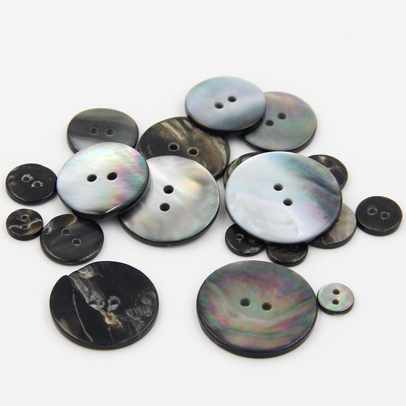 20 Pezzi 9-28 mm Bottoni in Conchiglia Naturale, Bottoni da Cucito Fatti a Mano Rotondi a 2 Fori, Colore primario, per Abiti, Camicie, Cardigan, Vestiti, Accessori Fai da Te