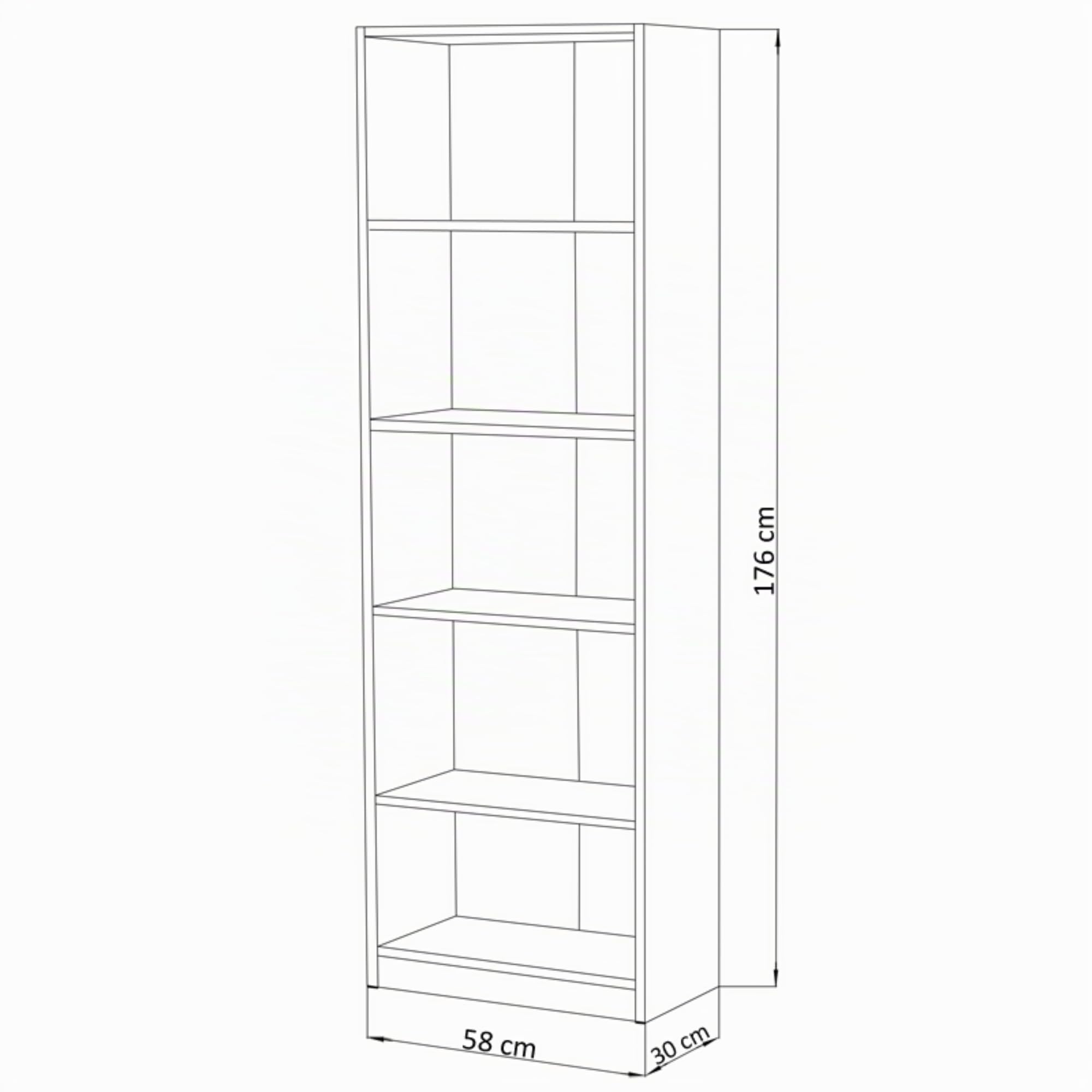 Home Collective Bücherregal mit 5 Ebenen Regal in Matter Ausführung 58 cm breit Standregal mit 4 Einlegeböden ideal für Schlafzimmer Wohnzimmer Flur strapazierfähige Laminatplatte 16 mm dick weiß