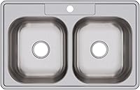 Vista 37 de Dayton D233221 Equal - Fregadero de acero inoxidable con doble tazón, 33 x 22 x 6.5 pulgadas