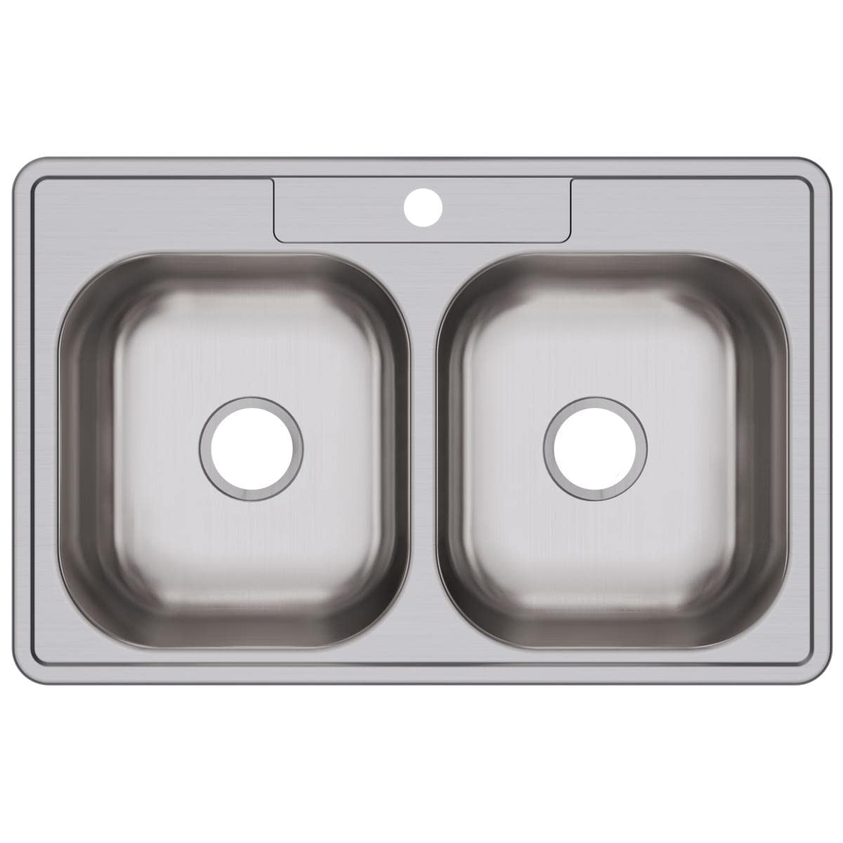 Dayton Stainless Steel 33" x 21-1/4" x 6-9/16", 1-Hole Equal Double Bowl Drop-in Sink