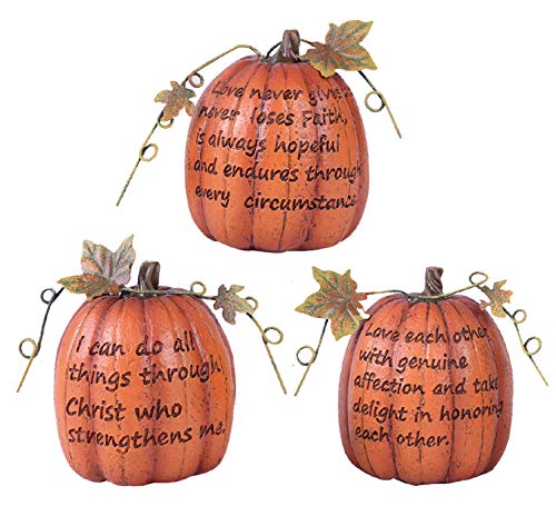Holiday Designs Inspirational Fall Small Pumpkin Trio - Set of 3 - Thanksgiving Decoration or Table Centerpiece Decor