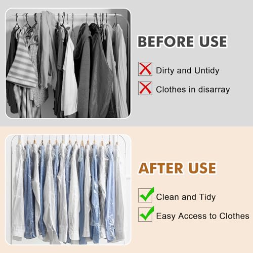 Hejo 30 Pack Plastic Clothes Covers, 60 × 90cm Clear Clothes Bags Hanging, Dry Cleaning Bags, Garment Bags - Image 4