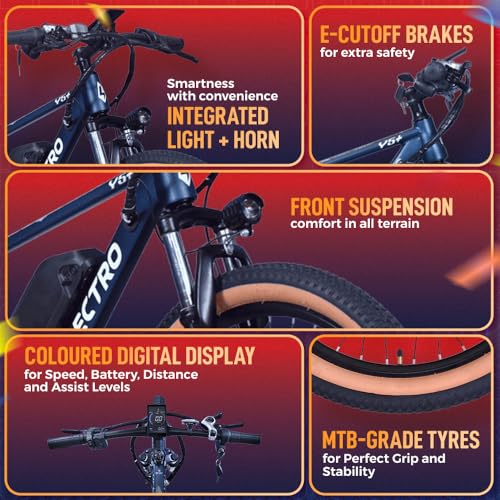 Image of Hero Lectro Y5+ 27.5T 7 Speed Electric Cycle | 250W Motor | 10.4Ah Battery | Speed Upto 25 Kmph | Range Upto 55-60 KM on PAS | External Battery | 98% Assembled Cycle | Blue