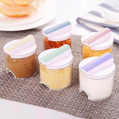 Styhave 5 pcs Kitchen Spice Shaker Box with Random Color Lids for Seasoning Salt, Sugar, Spices, Condiment