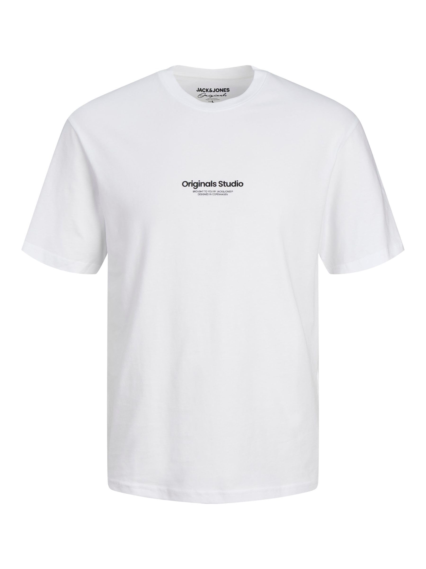 JACK & JONES Male T-Shirt Printed Crew Neck T-Shirt, Bright White, M