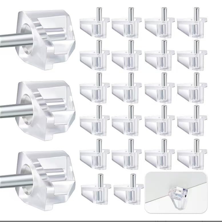 50Pcs Clear 3 mm Shelf Support Peg, Cabinet Shelf Pegs Support Adjustable Shelf Pins, Plastic Replacement Peg Shelf Holder Locking Pins for Kitchen, Shelving, Bookcase