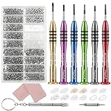Eyeglass Repair Tool Kit, Magicfly Glasses Repair kit with Screws and Nose pads 6 Pcs Precision Magnetic Screwdrivers for Sunglass Repair Watches Electronics Computer