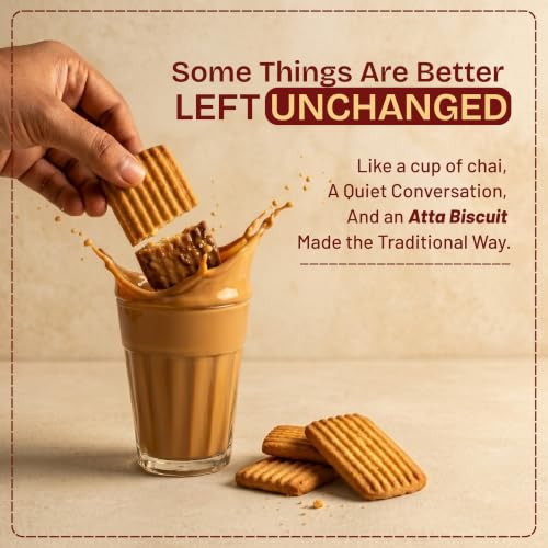Image of The 1970 Shop 100% Atta Biscuit | Made in Desi Ghee | 0% Maida | No Preservatives | No Palm Oil | Authentic Indian Snack | Atta Biscuit For Healthy Tea Snacking | Premium Handmade Cookies | Eggless & Vegetarian | 400g Paper Box