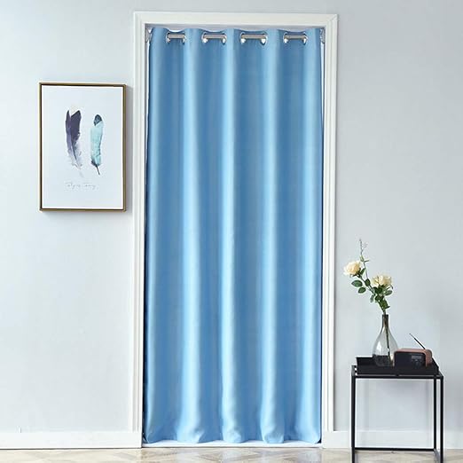 Amazon おしゃれ 無地 ブルー カーテン Uvカット 断熱 防音 遮光 無地 シールド仕切りカーテン ドアカーテン 玄関カーテン 間仕切り のれん 目隠し 幅100cm 丈0cm 1個 のれん オンライン通販