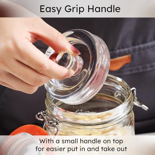 Image of Jillmo 4 Pack Glass Fermentation Weights with Easy Grip Handle for Wide Mouth Mason Jar, Perfect for Fermenting Sauerkraut, Vegetables, Pickles and Other Fermented Food