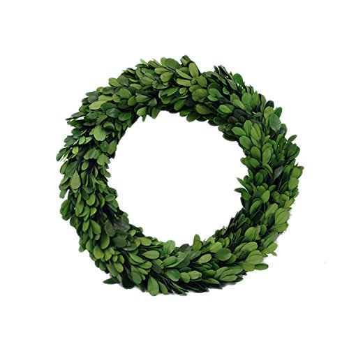 D.Jacware Boxwood Wreath, 10" Wreath for Front Door, True Green Leaves Wreath, Door Decor, Outdoor Wreaths for Wall, Window, Wedding, Party Decor