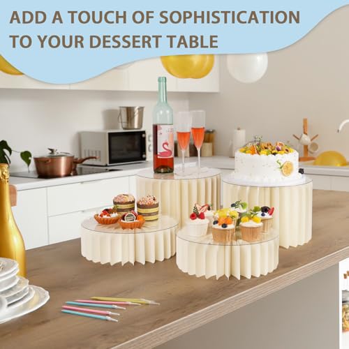 Image of Flenpptly 6 Pcs Buffet Risers, Food Risers for Buffet Table, White Food Display Risers for Party Buffet Risers and Stands for Show Catering Desserts, Food, Jewelry (6 Pcs)