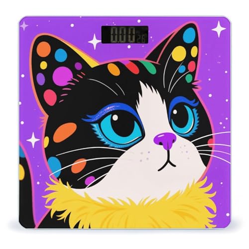 Báscula digital para baño Colorful Cat con capacidad 400 lb miniatura 1