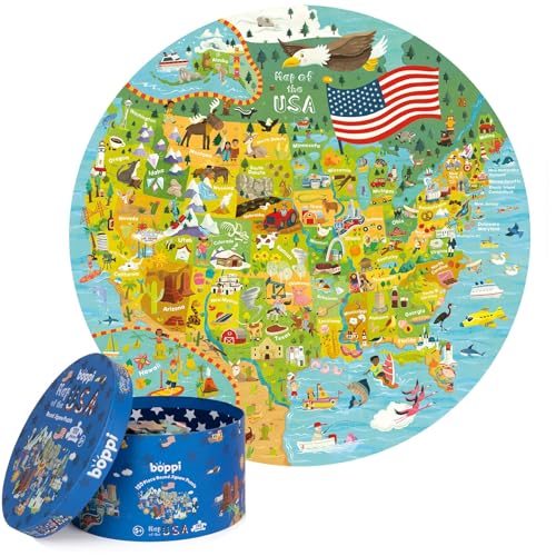 boppi USA Map Jigsaw Puzzles - 150 Piece Map of the USA Jigsaw Puzzles for Kids Made from 100% Recycled Cardboard - USA Map Puzzle for Kids, Learning Resources - For Children Aged 5+