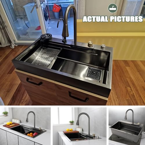 Fregadero de cocina gris profundo de 80x45 cm contra salpicaduras 4