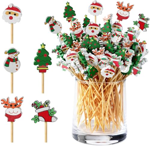 200pcs Christmas Toothpicks For Appetizers Vintage Christmas Party Decorations Cocktail Picks Food Picks For Appetizers Cocktail Stirrers
