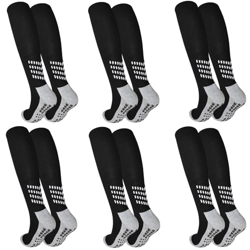 Vegove Youth Soccer Grip Cushioned Socks, Non Slip 6-10 Years Old Boy Girls, Knee High Compression Football Stockings