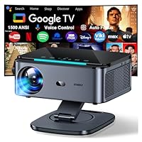 Videoprojecteur【1500 ANSI/Auto Focus/360° Rotation】 XIWBSY Projecteur Video Google TV/Contrôle Vocal, WiFi 6 Bluetooth 5.3, Retroprojecteur 4K Supporté 38000 Lumen, Projector Home Cinéma/Extérieur