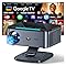 Videoprojecteur【1500 ANSI/Auto Focus/360° Rotation】 XIWBSY Projecteur Video Google TV/Contrôle Vocal, WiFi 6 Bluetooth 5.3, Retroprojecteur 4K Supporté 38000 Lumen, Projector Home Cinéma/Extérieur