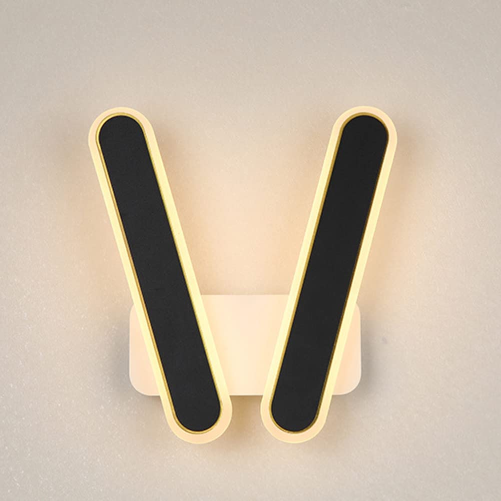 WOLONG Lampa ścienna LED, 2 płomienie, 16 W, obracana, do sypialni, lampka nocna, ciepła biel 3000 K, nowoczesny styl, idealna do salonu, przedpokoju lub schodów, czarna.