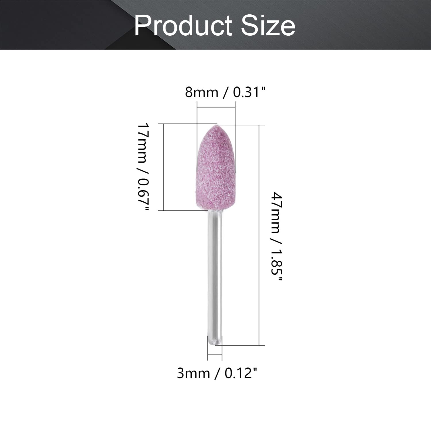 Utoolmart Schleifsteinspitzen, Kegel, Korund, Pfirsichspitze, 3 mm Schaft, 1 Box