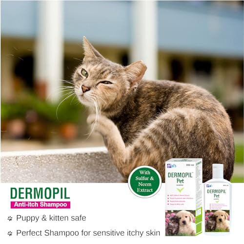 pil-Dermopil-Puppy-Kitten-Pet-Shampoo-With-Sulfur-Neem-ExtractsTreats-Prevents-Skin-InfectionsRepels-Ticks-Fleas-Naturally-For-Cat-And-Dogs-200-Milliliter