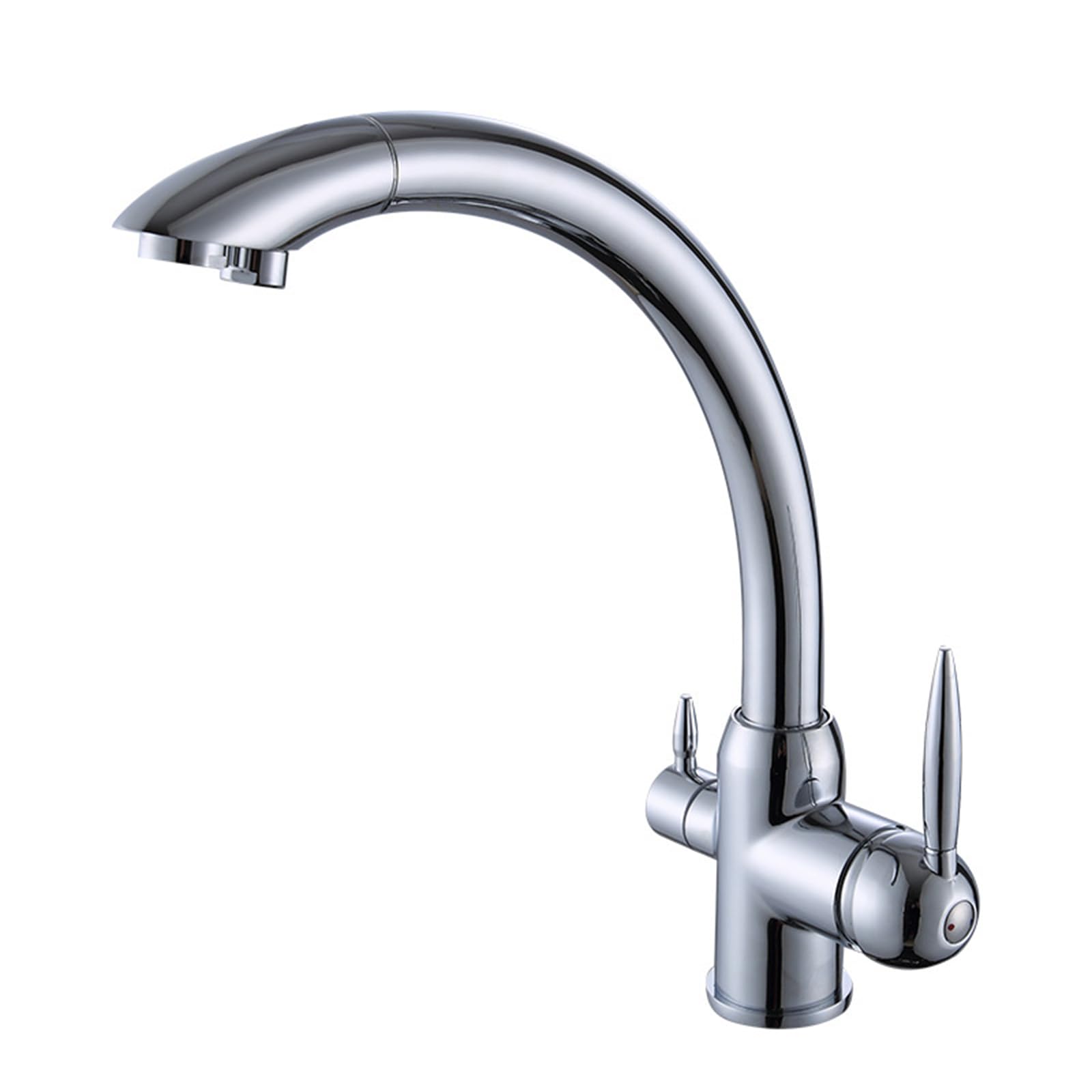 Grifo Cocina Fregadero de 3 Vías Osmosis Doble Palanca Caliente Y Fría Agua,Cromado
