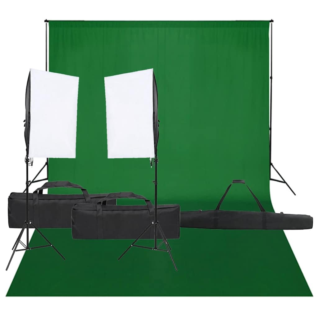 Kit de estudio fotográfico con softbox de iluminación, luz LED fija, trípode, sistema de fondo y bolsa de transporte para retrato, fotografía de producto, vídeo, streaming y vlogging