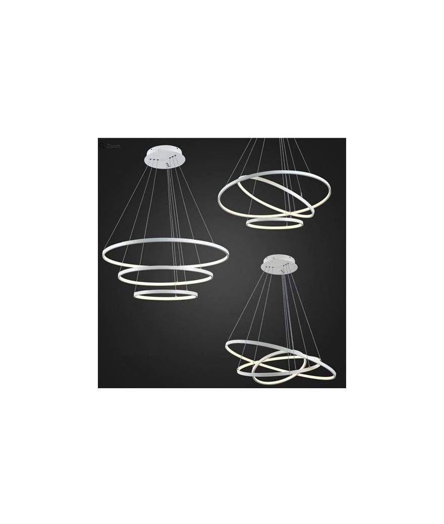 Lampadario LED a Sospensione 48W 3 Anelli Sospesi Cerchi dal Design Moderno 60x60x100 cm (Bianco Freddo) Lampadario soggiorno moderno porta lampada da soffitto lampadari moderni a sospensione