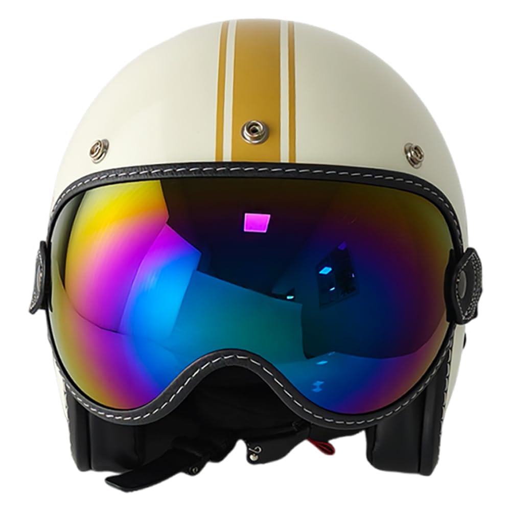 YMTSGEQ 3/4 Open Face Helmet Visor.Elastic Band Face Shield goggles Compatible with Retro Open Face 3/4 Face Helmet Off-road Helmet (Rainbow-Day Use Only)