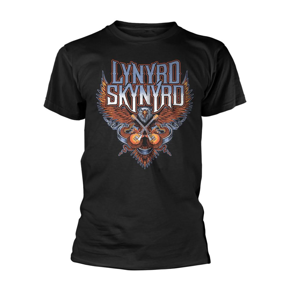 Lynyrd Skynyrd Men's Crossed Guitars T-Shirt Black, Black, Large