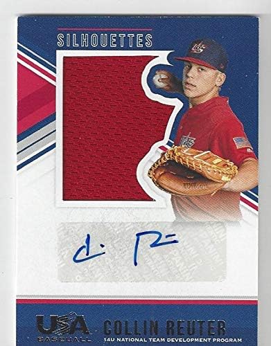Collin Reuter Silhouettes Autographed "14U Development Team" Serial Numbered #1070/199 Collectible Baseball Card - 2018 Panini USA Baseball Stars & Stripes Edition #110 (14U Development Team) Free Shipping