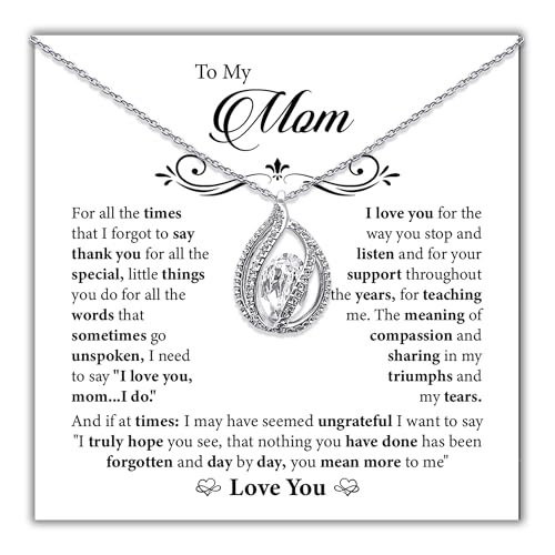 TRYNDI Necklace for Mom - Mothers Necklace Gifts for Women from Daughter Son - Valentines, Christmas, Birthday, Mothers Day Moissanite Jewelry Gifts for Women