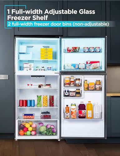 Image of BLACK+DECKER 20.1 Cu. Ft. Top Mount Refrigerator with Ice Maker, 2-Door Refrigerator with Top Freezer, Freezer with Icemaker and Adjustable Temperature Control, BR2010JIMB, Black